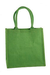 Lime Green Medium Sized Jute Hessian  Shopping Bag