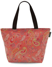 Oilcloth Handbag - Peach/Pink Paisley- Great For Work