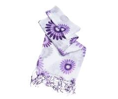 Purple Floral Print on White Background - Ladies Scarf