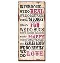 Family Love Fun Wooden Wall Plaque - Shabby Chic Sign 