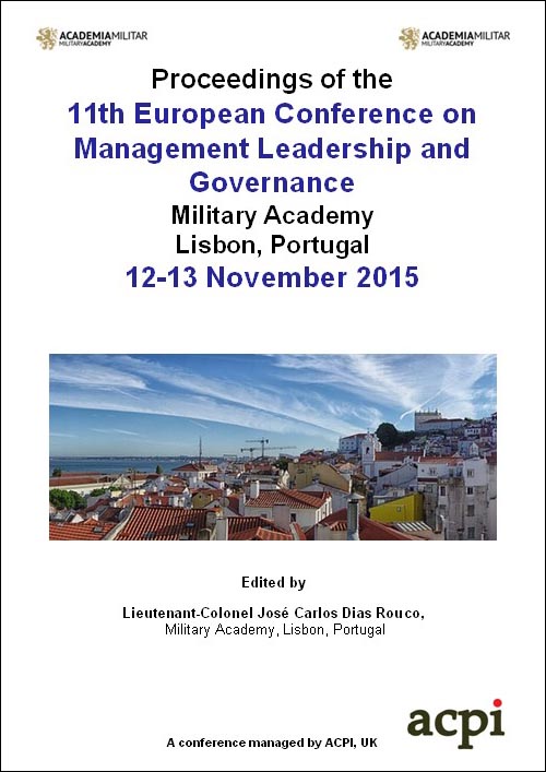 ECMLG 2015 11th European Conference on  Management Leadership and Governance Lisbon Portugal ISBN: 978-1-910810-76-7 ISSN: 20489021