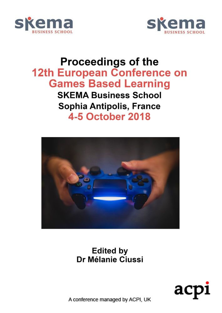 ECGBL 2018 PDF - Proceedings of the 12th European Conference on Game-Based Learning