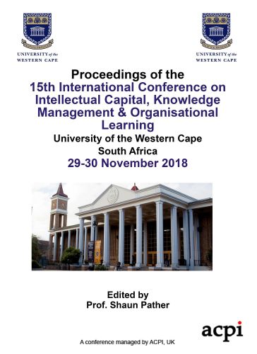 ICICKM 2018 - Proceedings of the 15th International Conference on Intellectual Capital, Knowledge Management & Organisational Learning PRINT VERSION