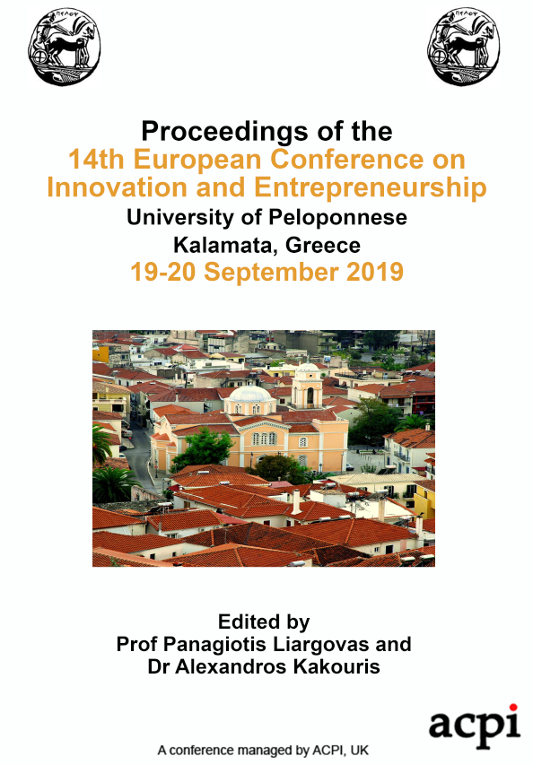  ECIE 2019 - Proceedings of the 14th European Conference on Innovation and Entrepreneurship PRINT VERSION