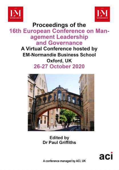 ECMLG 2020 PDF - Proceedings of the  16th European Conference on Management Leadership and Governance