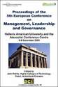 ECMLG 2009 - 5th European Conference on Management, Leadership and Governance – Athens, Greece PRINT version