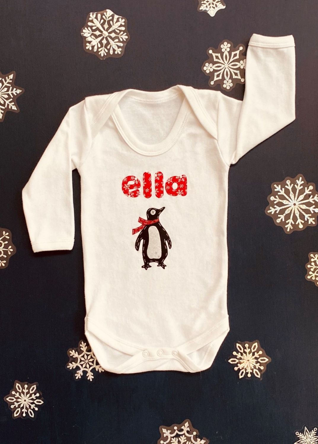 Personalised Christmas Motif Baby Grow