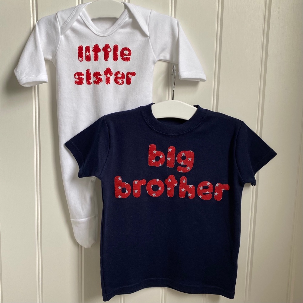 Big brother/sister T-shirt with little brother/sister rompersuit
