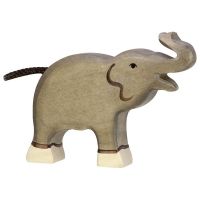 Elephant, small, trunk raised - Holztiger