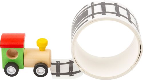 Wooden Train with Adhesive Rail Track Tape