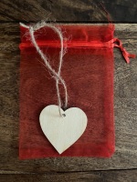 Wooden Hanging Heart with Gift Bag 