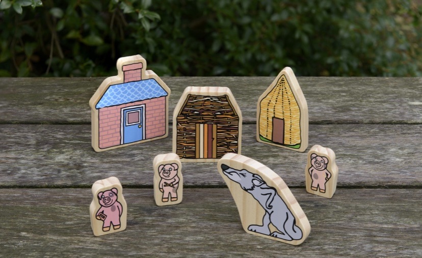 three little pigs wood houses