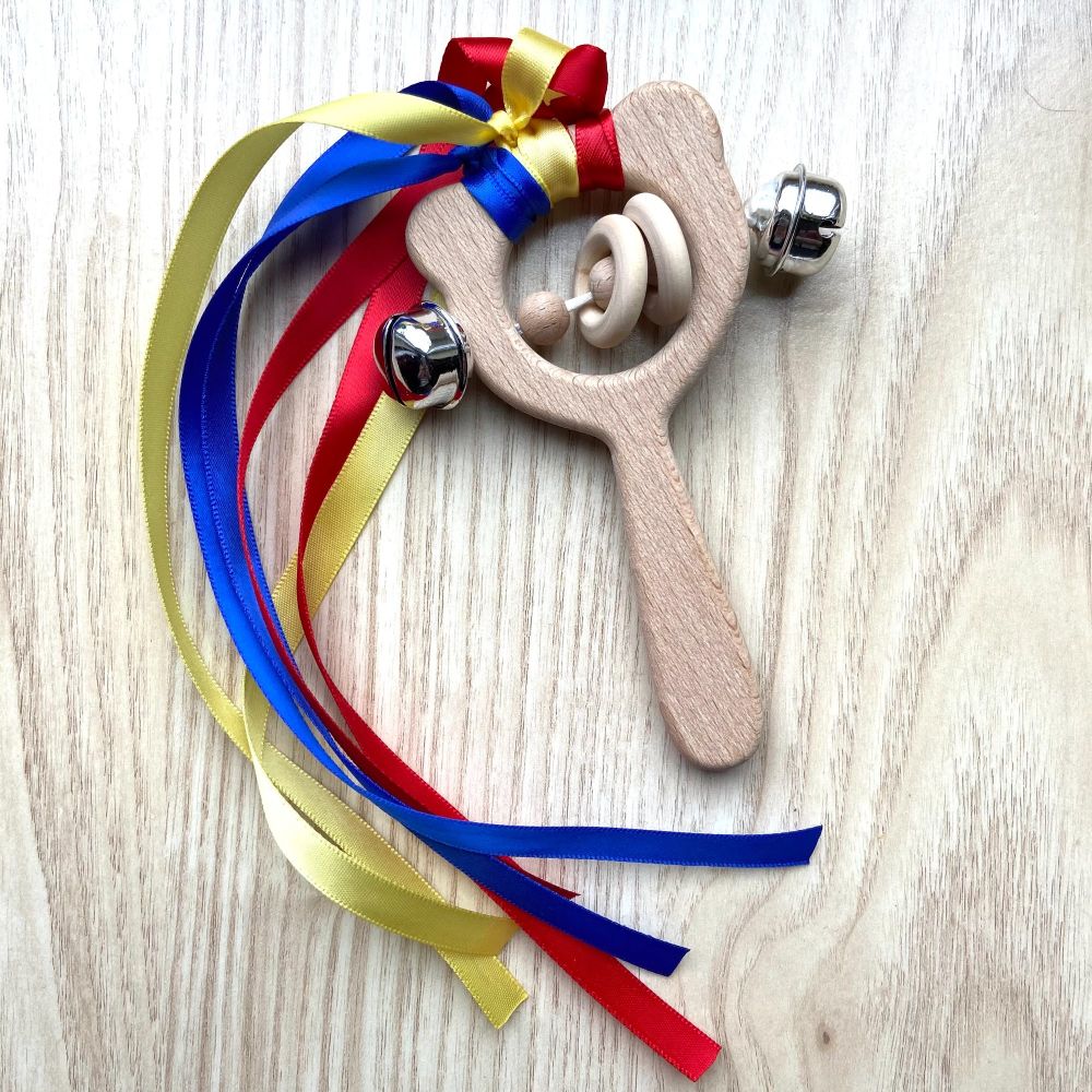 Bear with Bells - Ribbon Rattle
