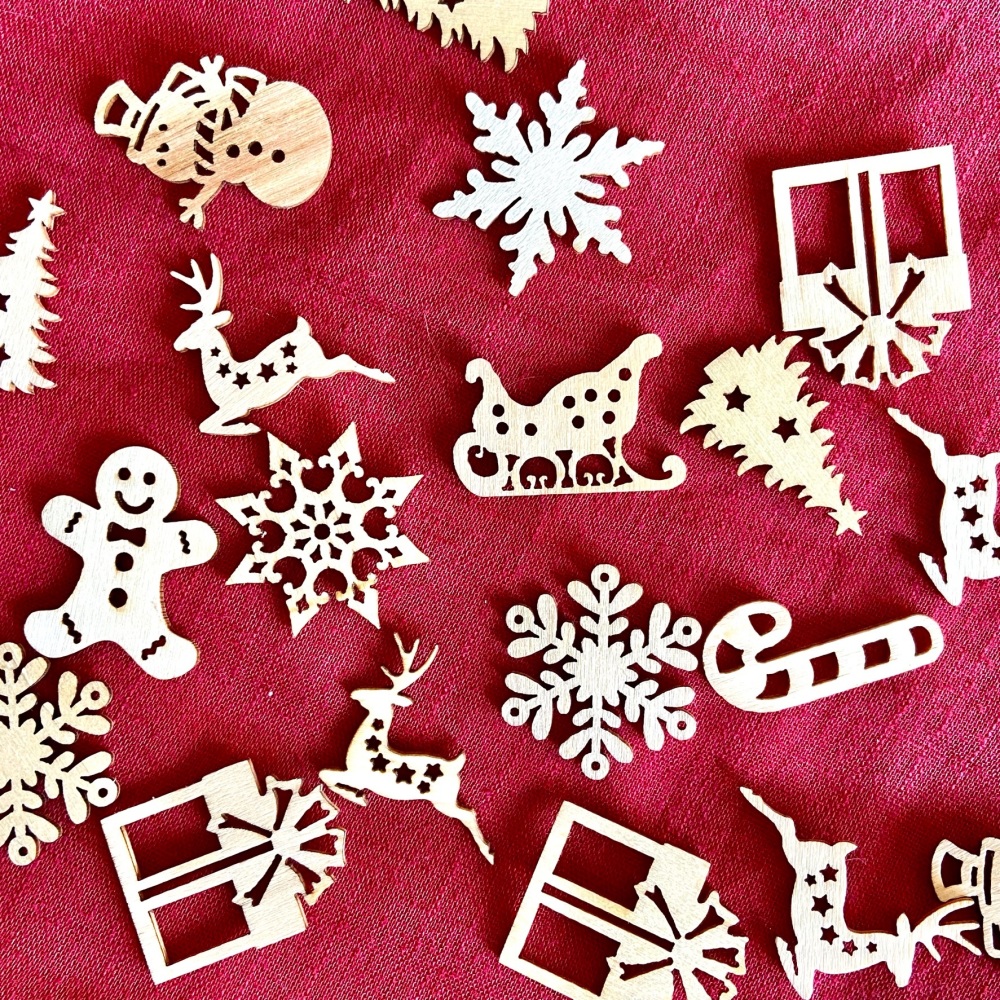 Christmas Wooden Shapes x 10