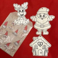 Colour in, Christmas Wooden Decorations, set of 3