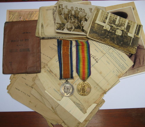 Pair to 202598 Pte A J Perkins Dorset R with extensive ephemera and photogr