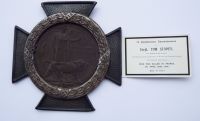 Memorial Plaque in Contemporary Cross frame to C/12093 Pte Tom Storey 17 KRRC / British Empire League