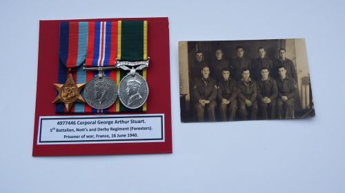1940 Fall of France POW group to Cpl A Stuart Notts  Derby Regt