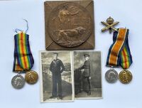 Pair and Plaque to William Parker RND / with brothers pair who was a POW