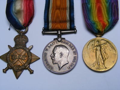 1914/15 trio to 45967 Pte Thomas Johnson Yorkshire Regiment
