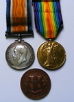 Pair and Lincolns tribute medal to Lieut Bernard Guy Woodcock of the Lincolnshire Regiment