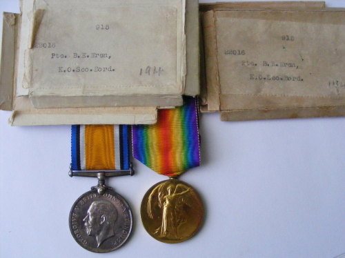 Mint Pair to 22016 Pte B E Wren KOSB