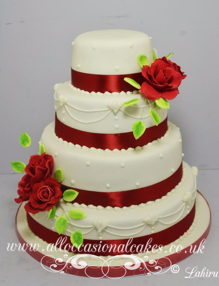 Ruby Rose with Hand Piping Wedding Cake