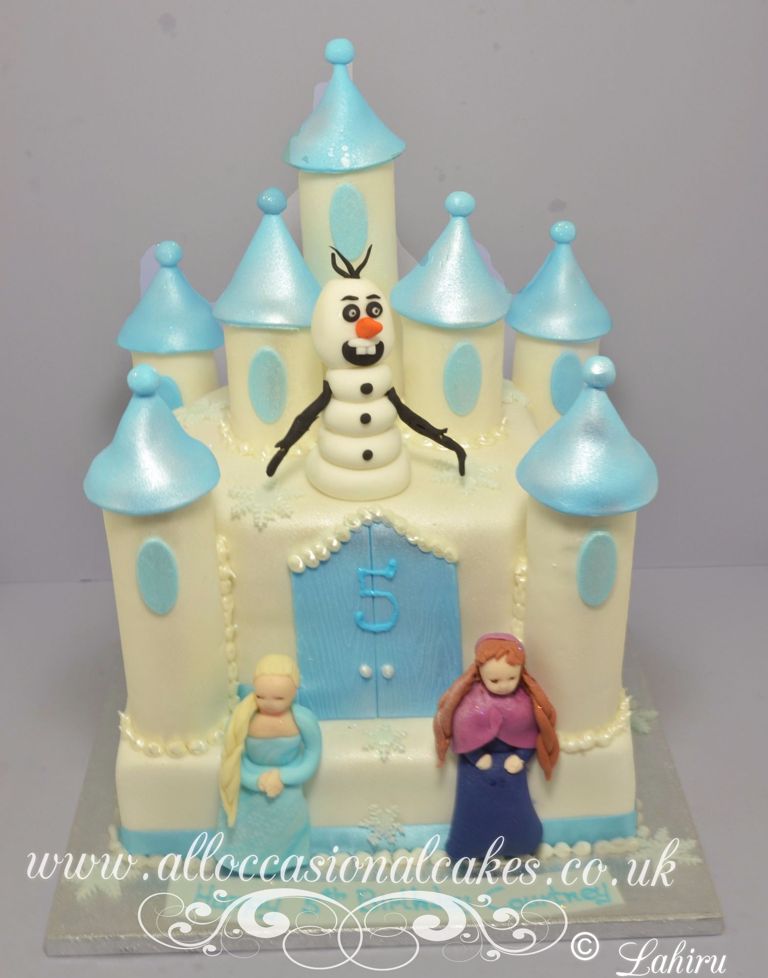 frozen themed castle birthday cake