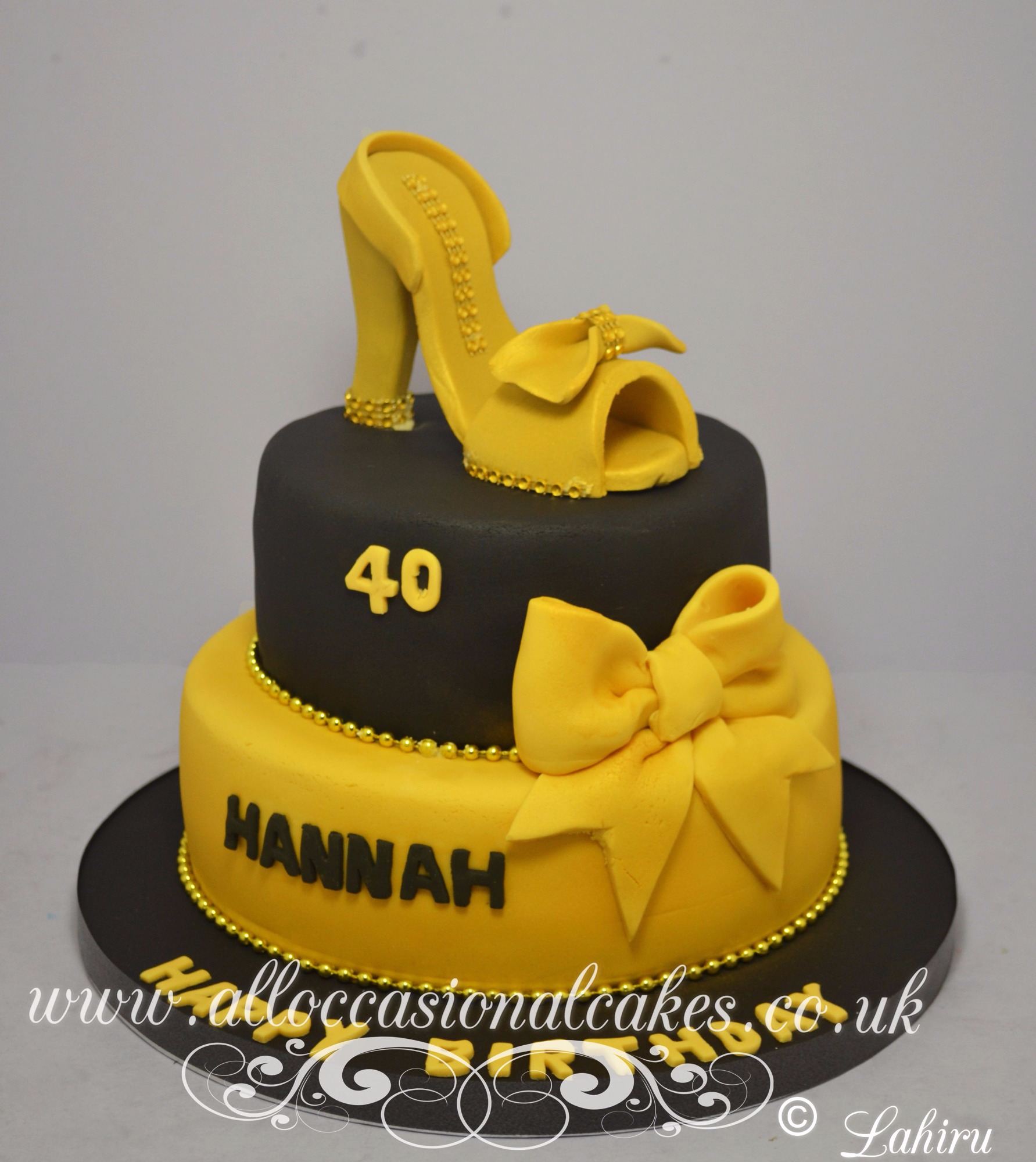 gold shoe birthday cake
