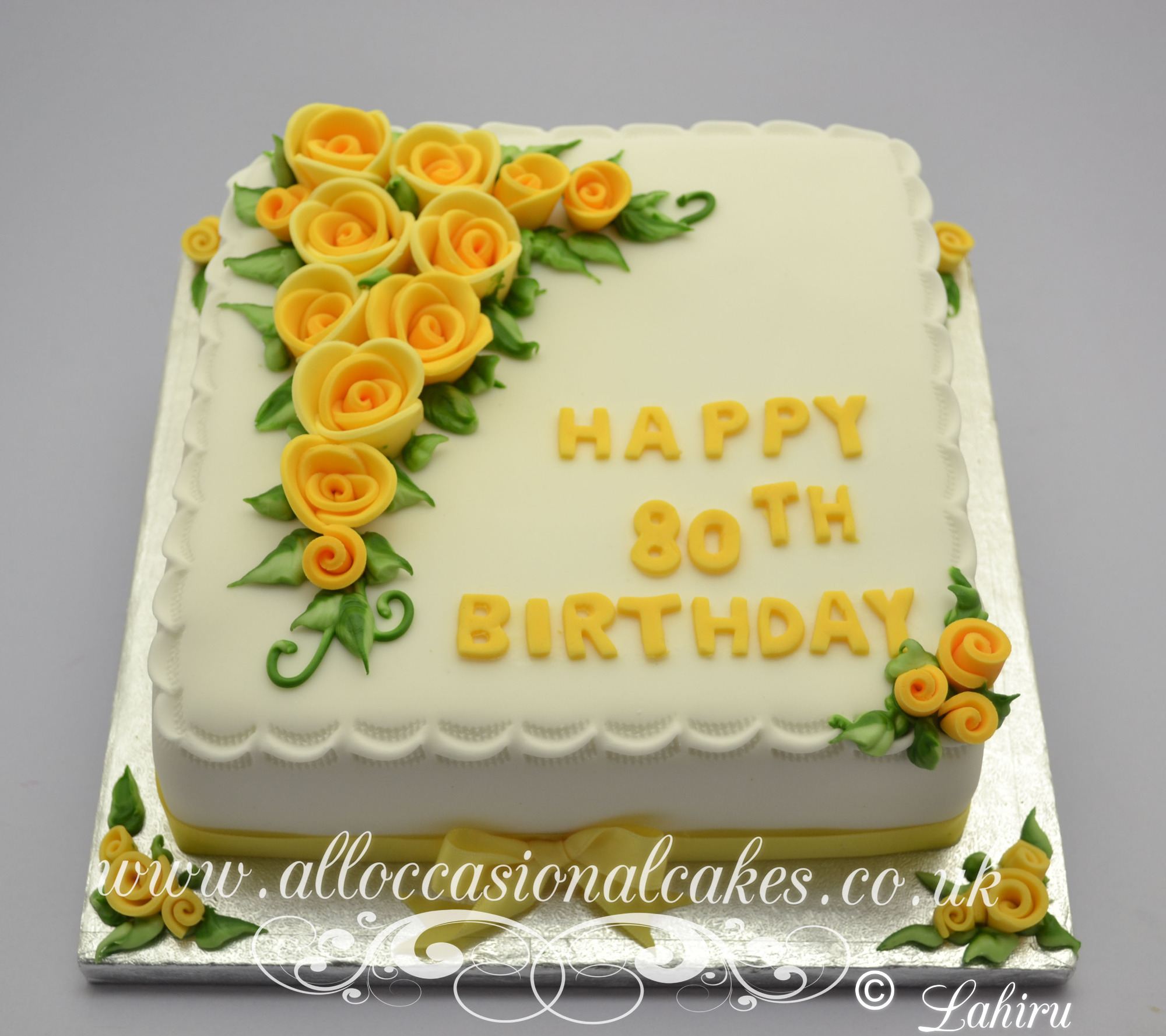 yellow rose birthday  cake