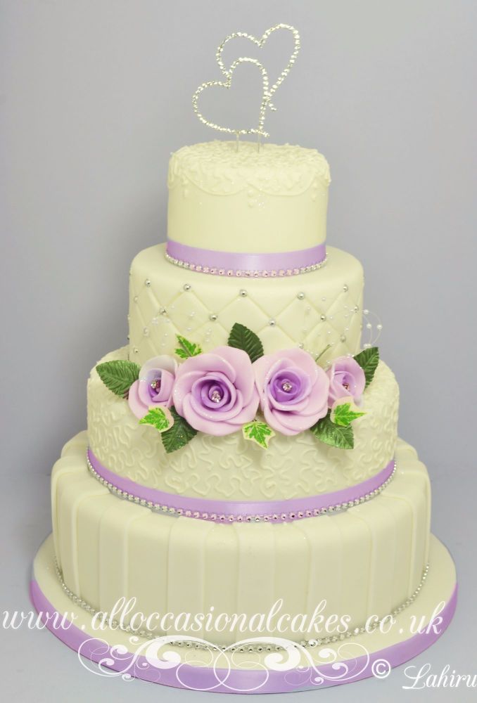Royal Icing Work with Lilac Roses wedding cake £ 425