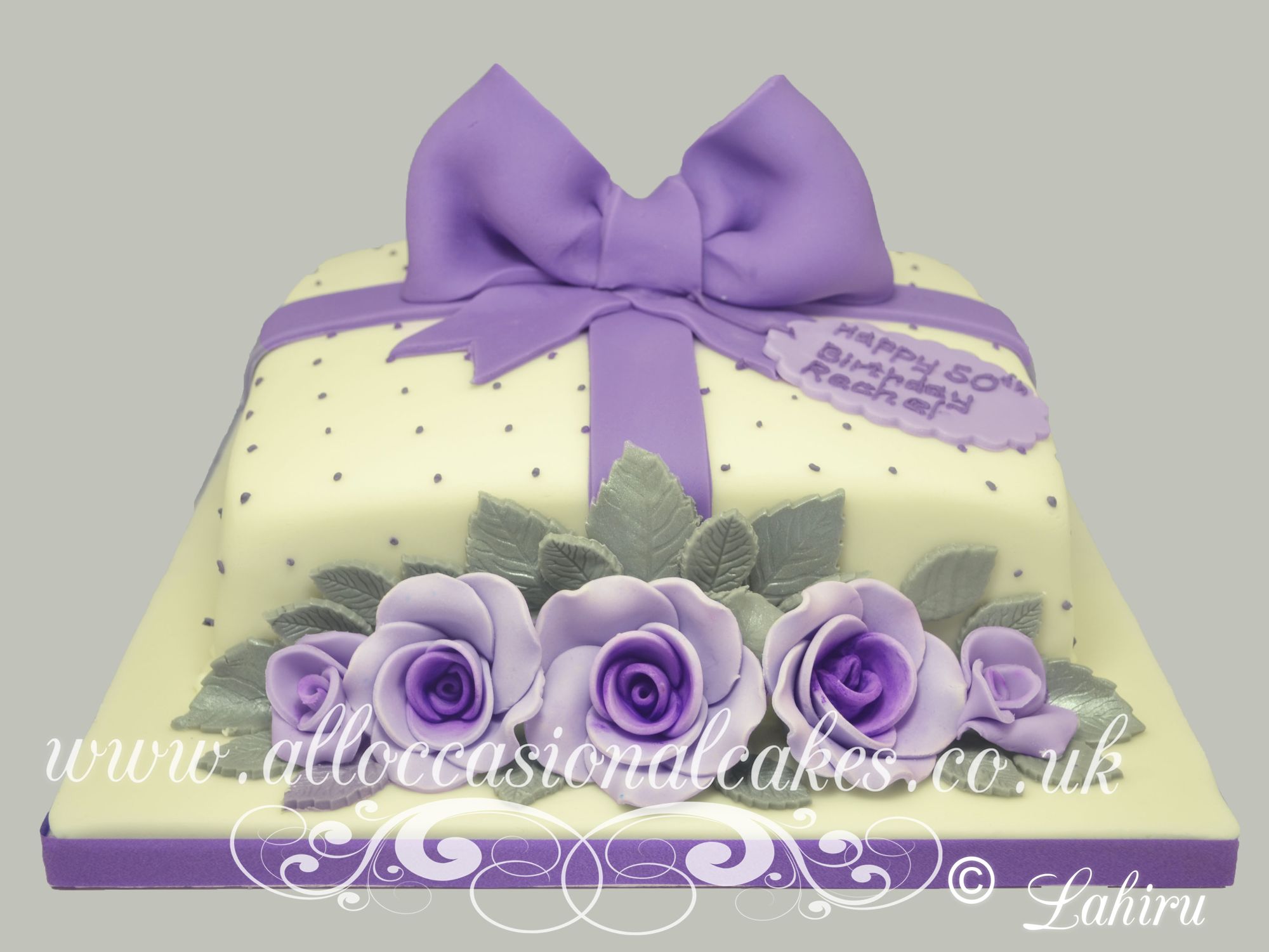 lilac rose parcel birthday cake