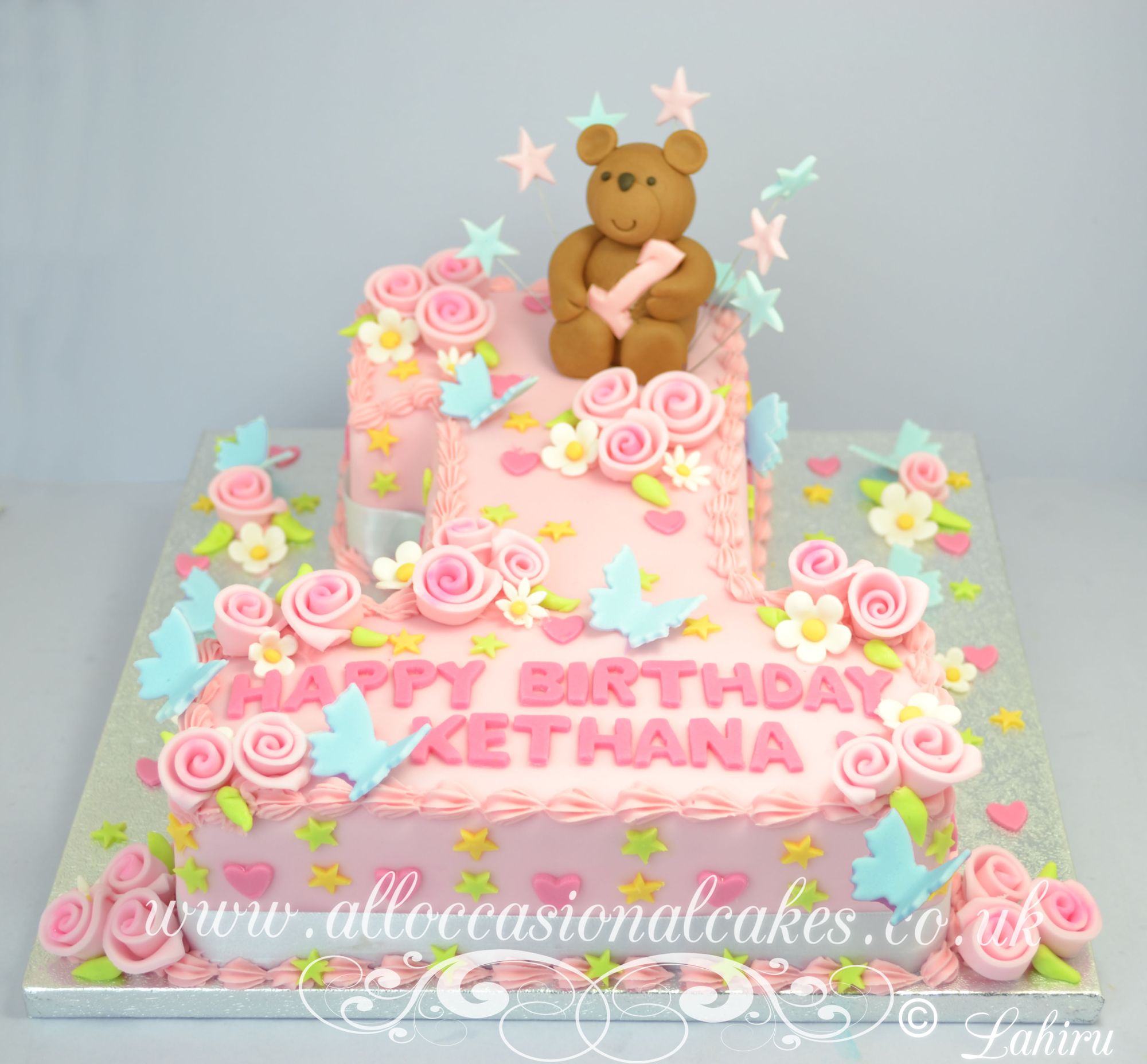 pink 1st birthday cake 