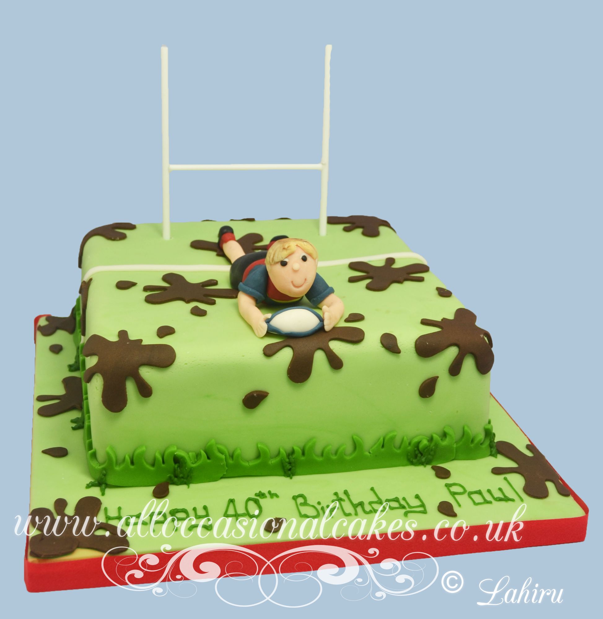 rugby theme birthday cake