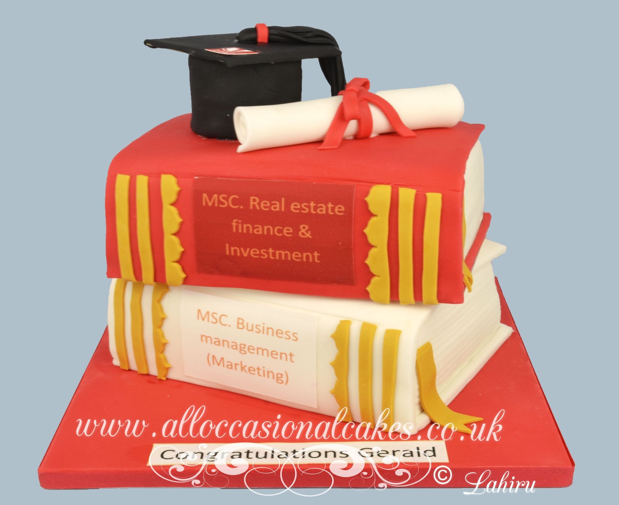 book themed graduation cake 