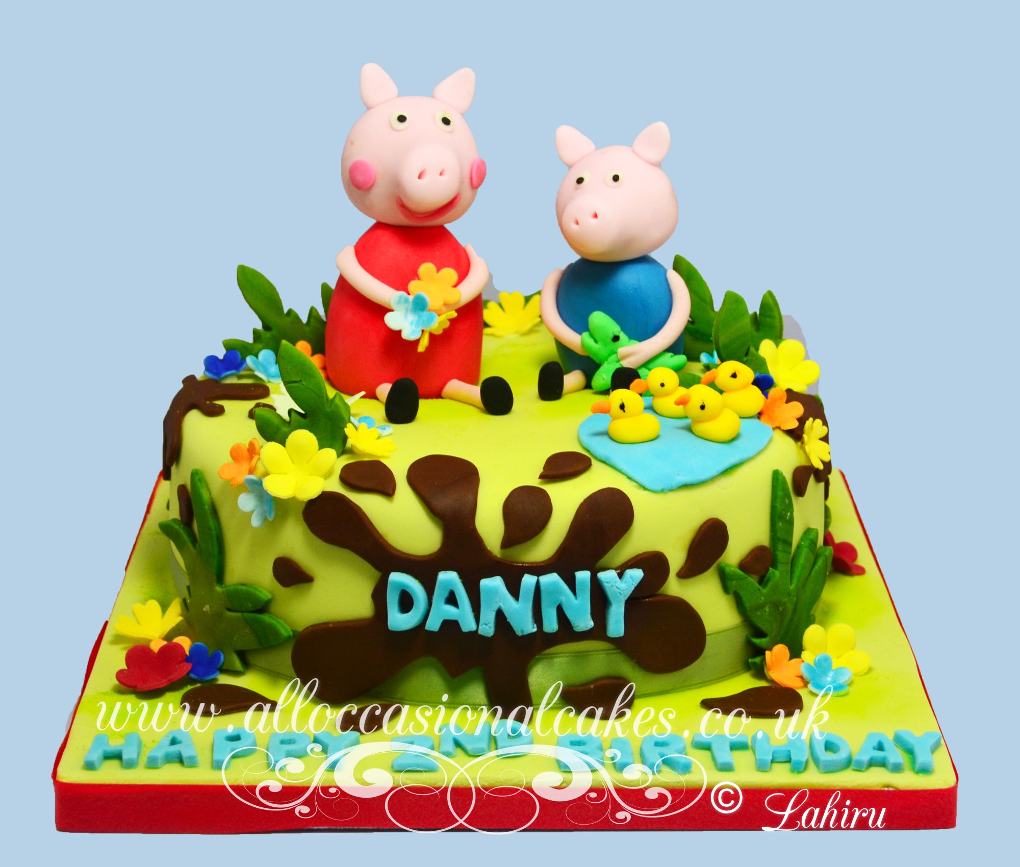 peppa pig theme birthday cake