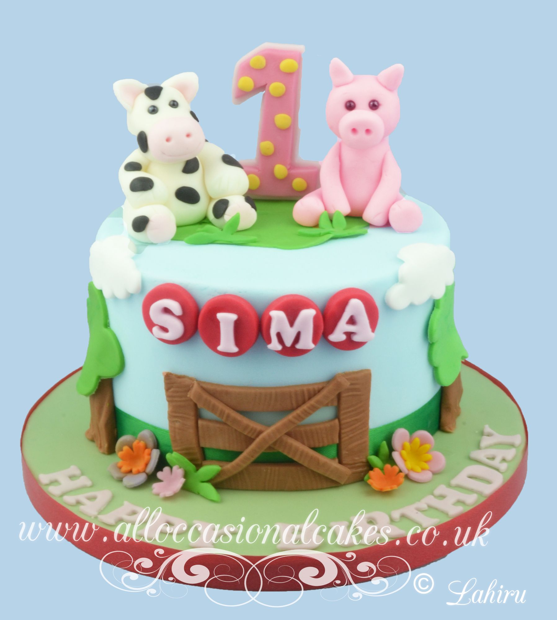 farm animal birthday cake