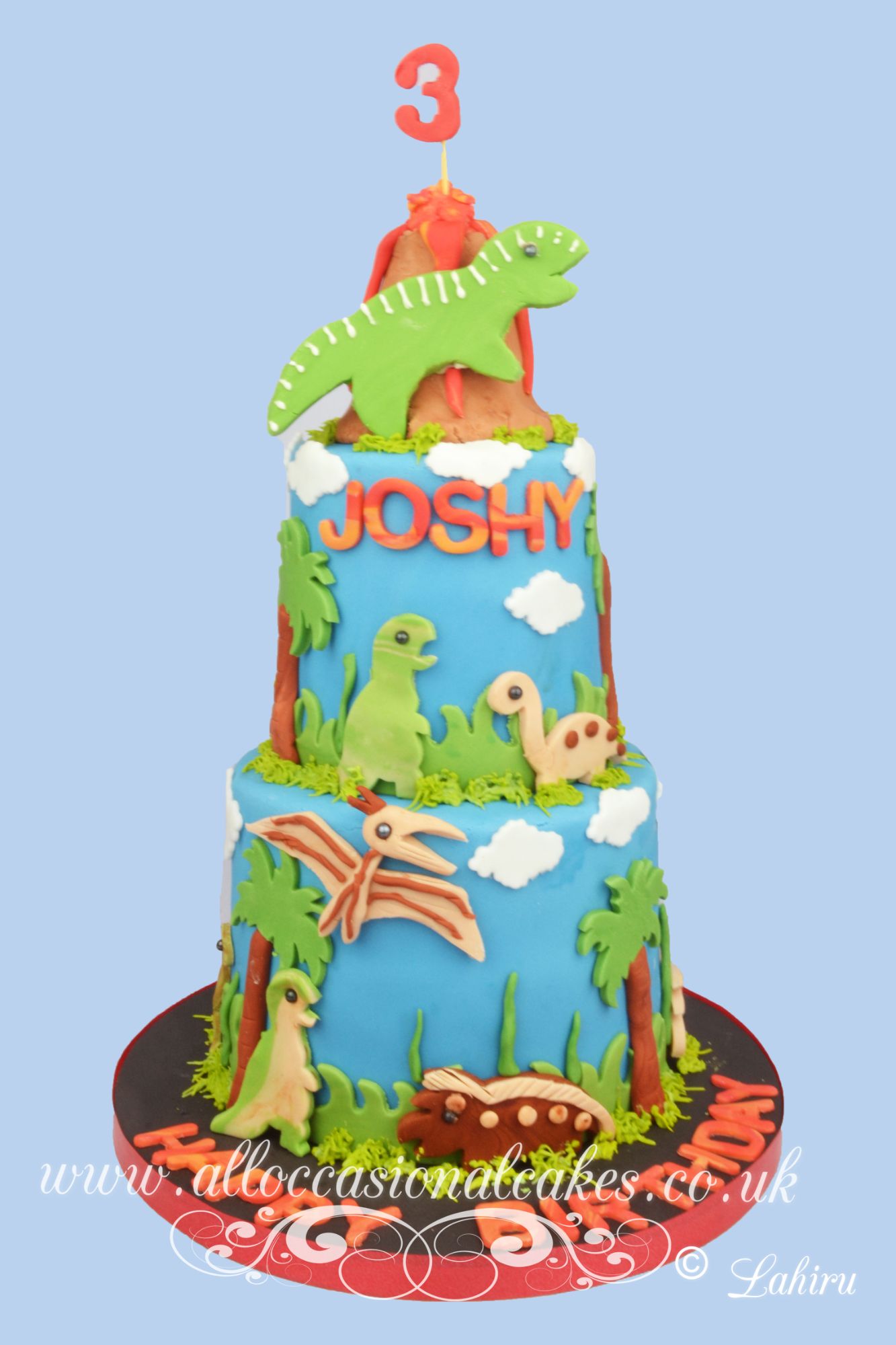 Dinosaur themed birthday cake
