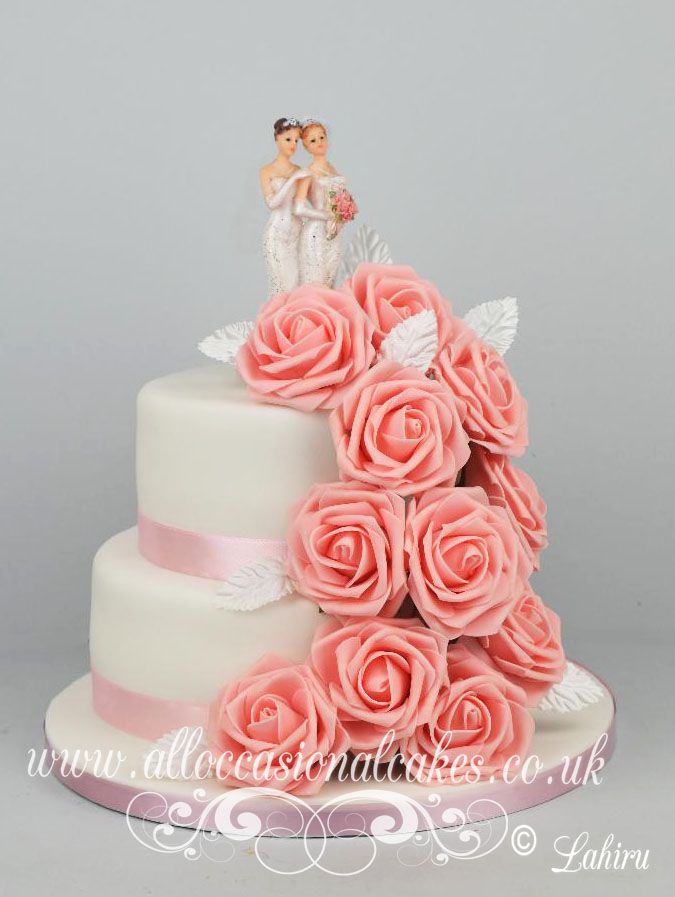 peach 2 tier wedding cake