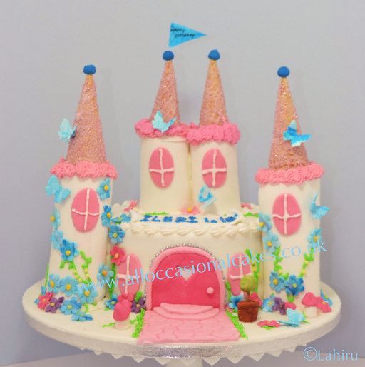 princess castle themed birthday cake