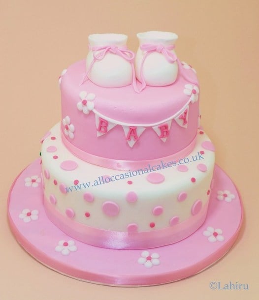 booties christening cake for baby girl