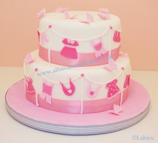 pink christening cake 
