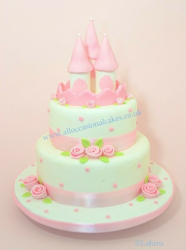princess castle christening cake