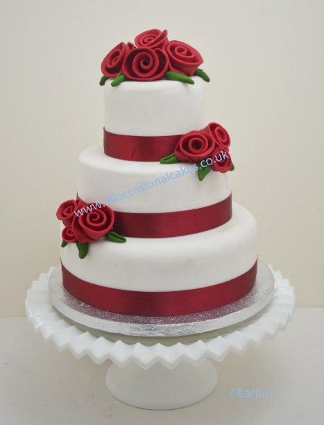 ruby colour wedding cake 3 tier from £ 165