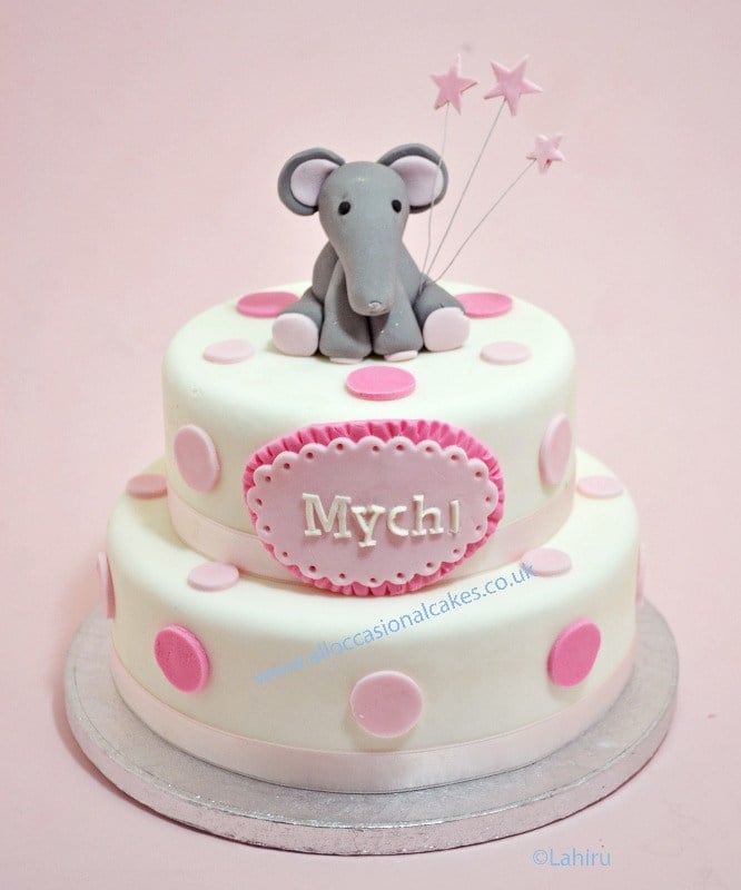 baby elephant christening cake 