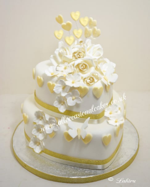 golden hearst anniversary cake