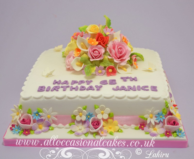 delicate flower birthday cake