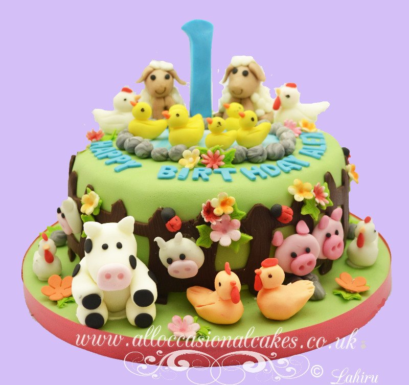 farm themed birthday cake