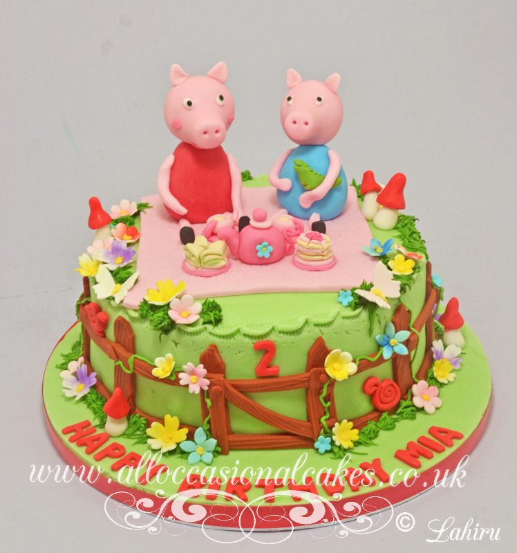 peppa pig theme birthday cake