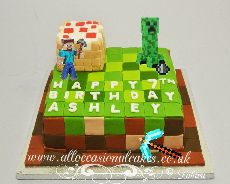 minecraft theme cake